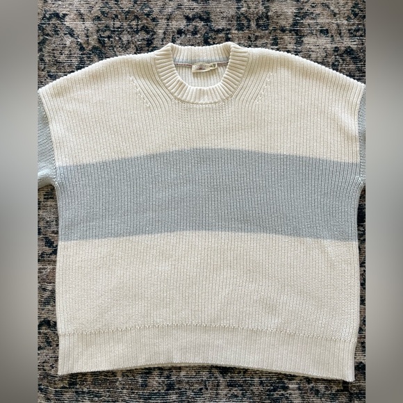 Faherty Sunwashed Cotton Fisherman Sweater Sea Salt Stripe XXL - Picture 5 of 11